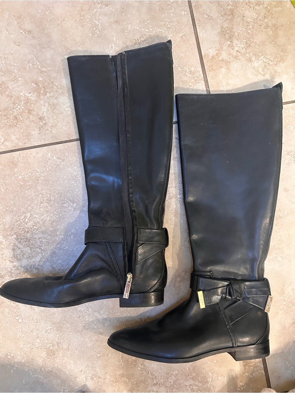 Ted Baker Women's Black Knee-High Leather Riding Boots